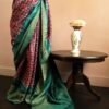 Pure-Loomed Pink and Green Munga Silk Saree